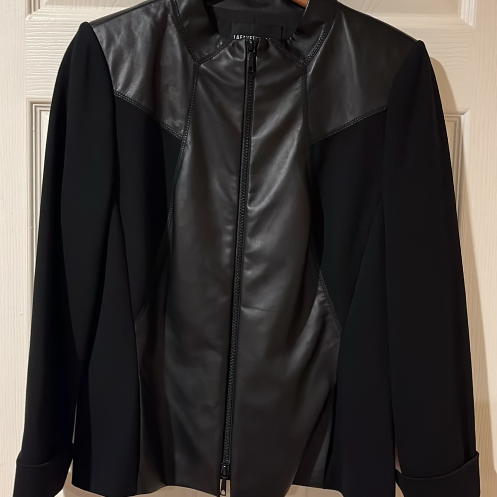 Lafayette 148 leather trimmed blazer.